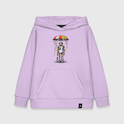 Толстовка детская хлопковая Одинокий робот под зонтом, цвет: лаванда