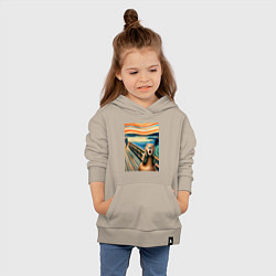 Толстовка детская хлопковая Капибара кричит - мем нейросеть, цвет: миндальный — фото 2