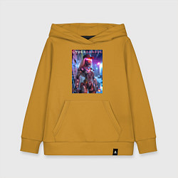 Толстовка детская хлопковая Cyber Barbie - neon glow fantasy, цвет: горчичный