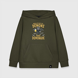 Толстовка детская хлопковая Make demonade, цвет: хаки