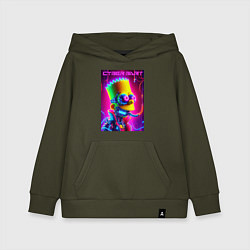 Толстовка детская хлопковая Cyber Bart - neon glow fantasy, цвет: хаки