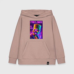 Толстовка детская хлопковая Bart Simpson cyber zombie - halloween ai art, цвет: пыльно-розовый