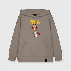 Толстовка детская хлопковая Жираф с розой, цвет: утренний латте