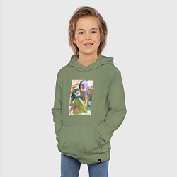 Толстовка детская хлопковая Монолог фармацевта Жэньши Маомао объятия, цвет: авокадо — фото 2