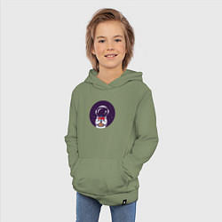 Толстовка детская хлопковая Космонавт пьет бабл-чай, цвет: авокадо — фото 2