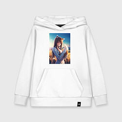 Толстовка детская хлопковая Волчица и пряности Холо в поле, цвет: белый