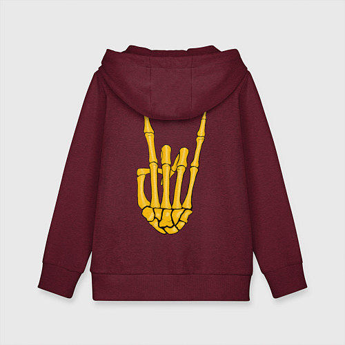 Детская толстовка-худи Golden skeleton hand / Меланж-бордовый – фото 2