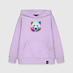Толстовка детская хлопковая Яркий портрет белого медведя, цвет: лаванда