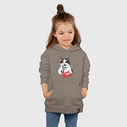 Толстовка детская хлопковая Суровый кот с ножом, цвет: утренний латте — фото 2