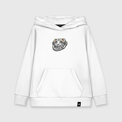 Толстовка детская хлопковая Мемное лицо кота, цвет: белый