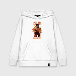 Толстовка детская хлопковая Ислам Махачев - боец, цвет: белый