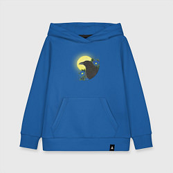 Толстовка детская хлопковая Чёрный ворон на ветке под луной, цвет: синий