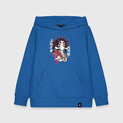 Толстовка детская хлопковая Клинок рассекающий демонов 1 Высшая Луна Кокушибо, цвет: синий