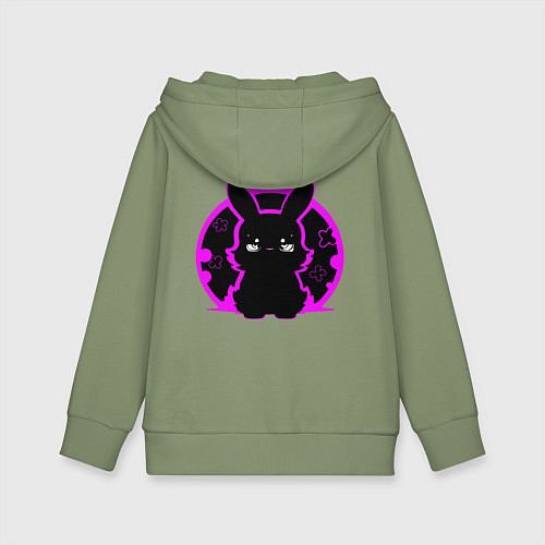 Детская толстовка-худи Зайка на черном фоне / Авокадо – фото 2