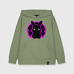 Толстовка детская хлопковая Зайка на черном фоне, цвет: авокадо