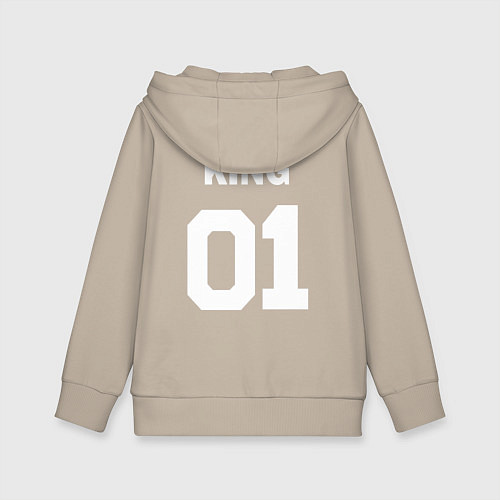 Детская толстовка-худи Футбольная надпись 01 король / Миндальный – фото 2
