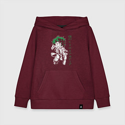 Толстовка детская хлопковая Моя геройская академия Изуку Мидория Деку, цвет: меланж-бордовый