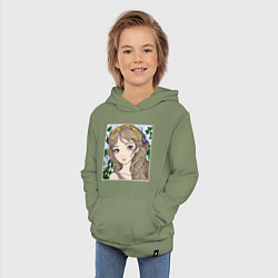 Толстовка детская хлопковая Лесная фея рисунок, цвет: авокадо — фото 2