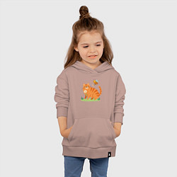 Толстовка детская хлопковая Рыжий кот и пчела, цвет: пыльно-розовый — фото 2