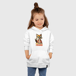 Толстовка детская хлопковая Лисёнок в очках - little fox - мой дикий друг, цвет: белый — фото 2