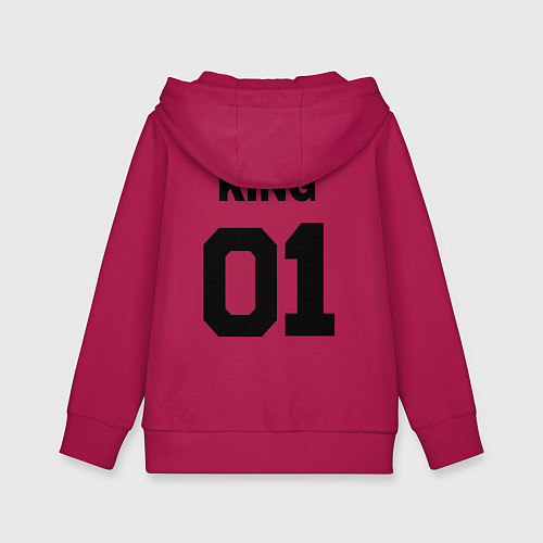 Детская толстовка-худи Черная футбольная надпись: король с номером 01 / Маджента – фото 2
