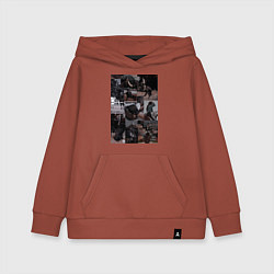 Толстовка детская хлопковая Конный спорт коллаж, цвет: кирпичный