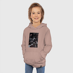 Толстовка детская хлопковая Волки коллаж, цвет: пыльно-розовый — фото 2