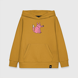 Толстовка детская хлопковая Розовый волк, цвет: горчичный