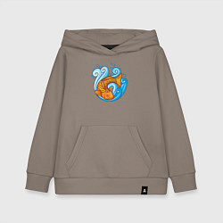 Толстовка детская хлопковая Золотая рыбка в море, цвет: утренний латте