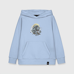 Толстовка детская хлопковая Оборотень волк при луне, цвет: мягкое небо