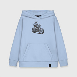 Толстовка детская хлопковая Мейн-кун байкер на мотоцикле чоппере кот, цвет: мягкое небо
