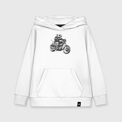 Толстовка детская хлопковая Крыса байкер на мотоцикле чоппере, цвет: белый