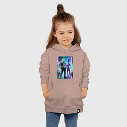 Толстовка детская хлопковая Marge and Homer in the pouring rain - cyberpunk, цвет: пыльно-розовый — фото 2