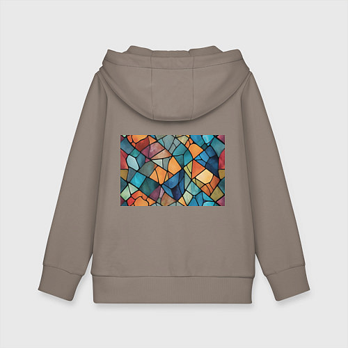 Детская толстовка-худи Мозаика цветное стекло / Утренний латте – фото 2