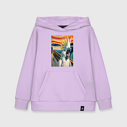 Толстовка детская хлопковая Попугай какаду кричит на картине Эдварда Мунка - м, цвет: лаванда