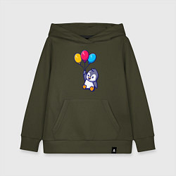 Толстовка детская хлопковая Пингвин с шариками, цвет: хаки