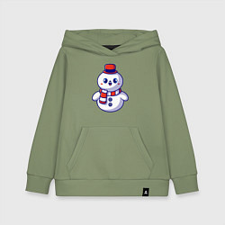 Толстовка детская хлопковая Милый снеговик, цвет: авокадо