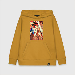 Толстовка детская хлопковая Ван-Пис Луффи Монки арт, цвет: горчичный