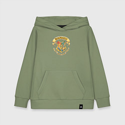 Толстовка детская хлопковая Хогвартс - факультеты, цвет: авокадо