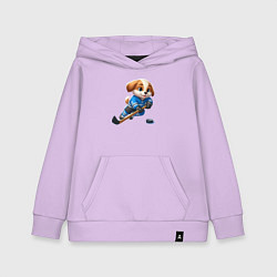 Толстовка детская хлопковая Щенок хоккейный форвард - нейроарт, цвет: лаванда