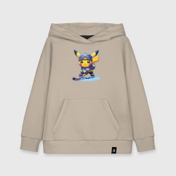 Толстовка детская хлопковая Пикачу хоккейный форвард - нейроарт, цвет: миндальный