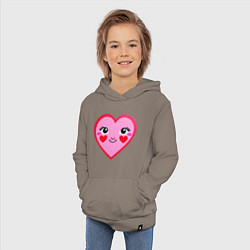 Толстовка детская хлопковая Сердечко с глазками, цвет: утренний латте — фото 2