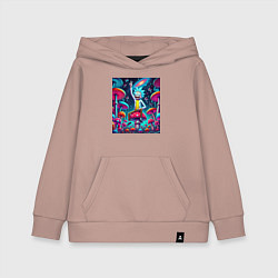 Толстовка детская хлопковая Рик Санчес показывает жест победы, цвет: пыльно-розовый