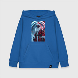 Толстовка детская хлопковая Дед мороз киберпанк, цвет: синий