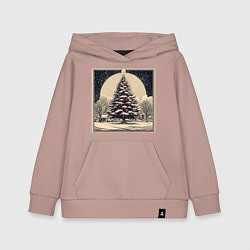 Толстовка детская хлопковая Марка с наряженной елкой - нейросеть, цвет: пыльно-розовый