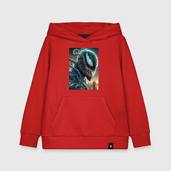 Толстовка детская хлопковая Веном в профиль - нейроарт фантазия, цвет: красный