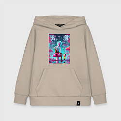 Толстовка детская хлопковая Rick and Morty under the mushrooms, цвет: миндальный