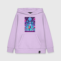 Толстовка детская хлопковая Rick and Morty among neon mushrooms - ai art fanta, цвет: лаванда