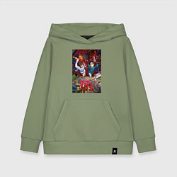 Толстовка детская хлопковая Дандадан: Момо и Кэн, цвет: авокадо
