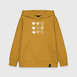 Толстовка детская хлопковая Hearts love hand draw, цвет: горчичный